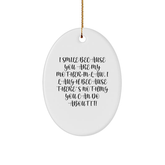 Funny Mom-in-law Gifts for Christmas, Oval Ornament Quote, Perfect for Gifts from Family to Mom-in-law - Image 1