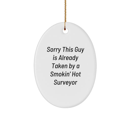 Funny Surveyor Oval Ornament Gifts for Men, 3.25\ - Image 1