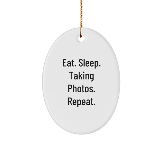 Funny Taking Photos Gifts for Him Oval Ornament Gifts from Men, Christmas Unique Gifts for Friends, Family, Coworkers, Oval Shaped Decorations for Home - Image 1