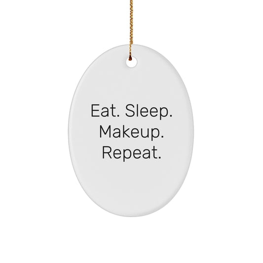 Funny Makeup Lover Gifts from Friends Oval Ornament - Oval Ornament for Makeup Enthusiast Gifts for Women, Christmas Unique - Image 1