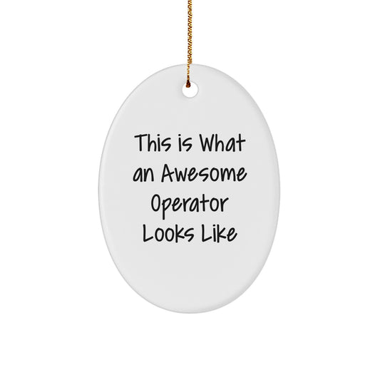Funny Operator Christmas Unique Gifts from Family, Oval Ornament This Is 'What an Awesome Operator Looks Like' - Unique Operator Gifts for Men, Women, Friends, Coworkers - Image 1