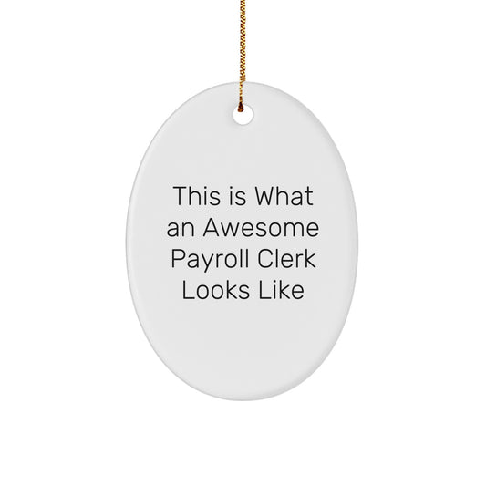 Funny Payroll Clerk Gifts, Christmas Unique Gifts for Payroll Clerks from Friends and Family, Oval Ornament - Image 1