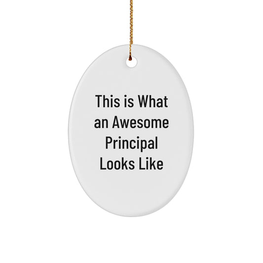 Funny Principal Christmas Oval Ornament Gifts from Family to Principal, A Heartwarming Principal Decor for Men, Women, Friends, and Family - Image 1