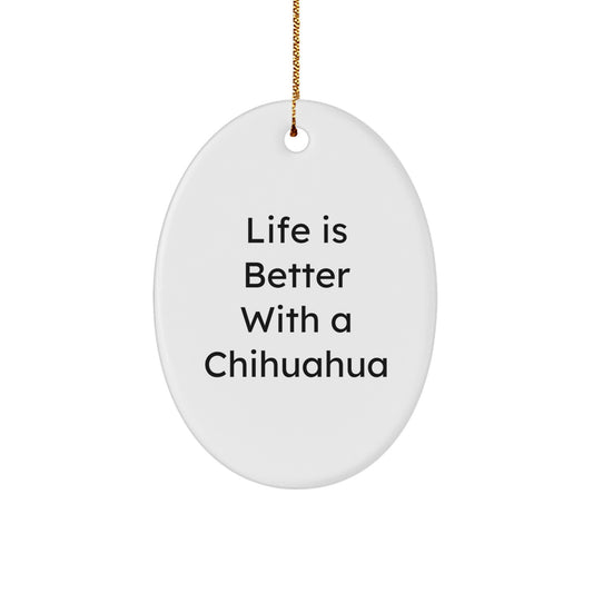 Charming Chihuahua Dog Oval Ornament Gifts from Family for Christmas - Image 1
