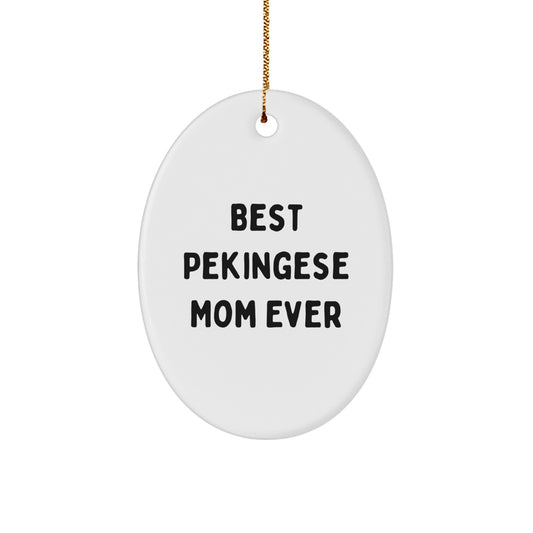 Funny Pekingese Dog Mom Gifts Christmas Oval Ornament for Home Decor from Family Members - Image 1