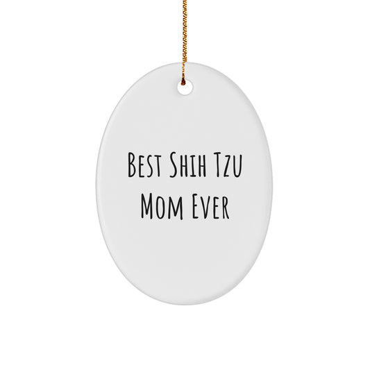 Funny Shih Tzu Dog Mom Gifts for Christmas Oval Ornament from Grandma - Image 1
