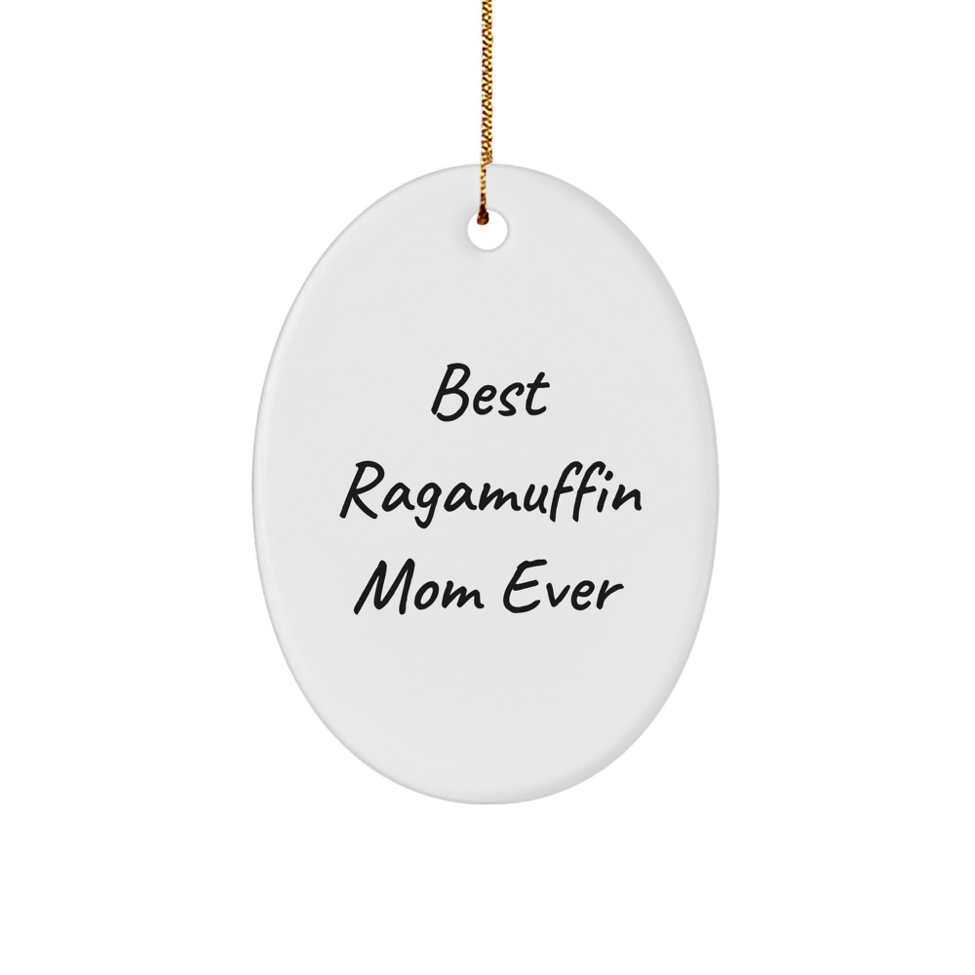 Funny Ragamuffin Cat Mom Christmas Unique Gift Unique Oval Ornaments for Friends Family - Image 1