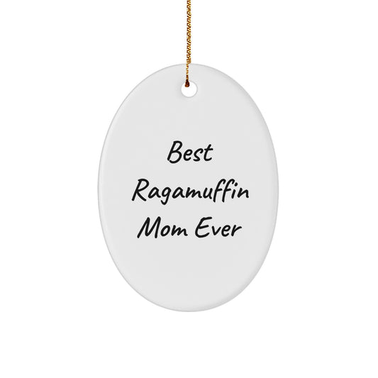 Funny Ragamuffin Cat Mom Christmas Unique Gift Unique Oval Ornaments for Friends Family - Image 1