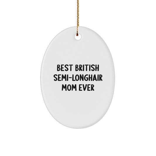 British Semi-Longhair Cat Oval Ornament, Funny Mom Quote, Gifts from Friends, for British Semi-Longhair Cat Lovers, Christmas Unique Ornaments - Image 1