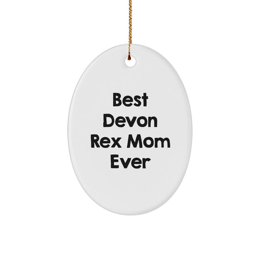 Funny Devon Rex Cat Gifts for Mom from Friends - Unique Oval Ornament for Christmas - Image 1