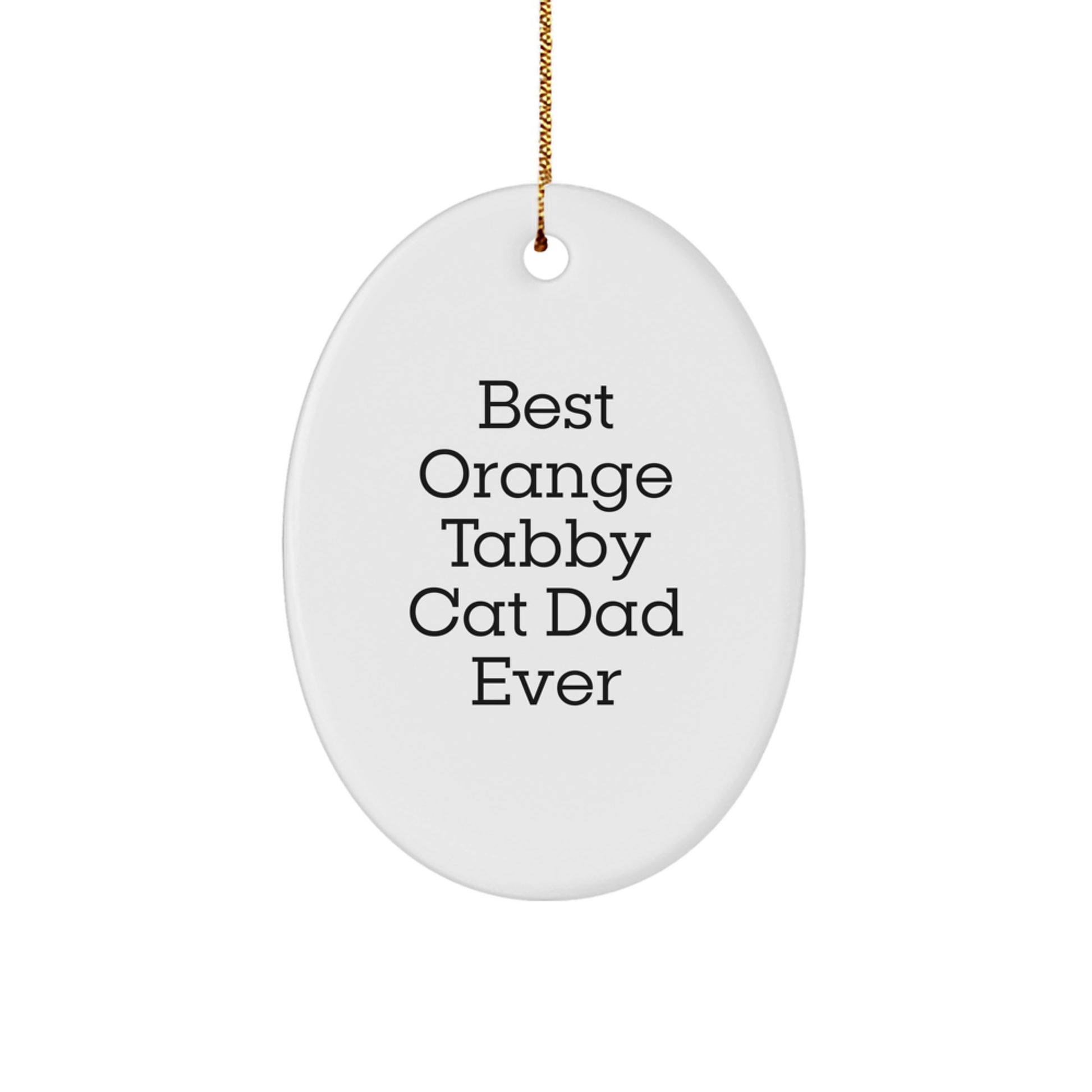 Funny Orange Tabby Cat Dad Gifts for Orange Tabby Cat Lovers - Oval Ornament with Best Orange Tabby Cat Dad Ever Quote, Christmas Unique Gifts from Friends, Family, Coworkers - Image 1