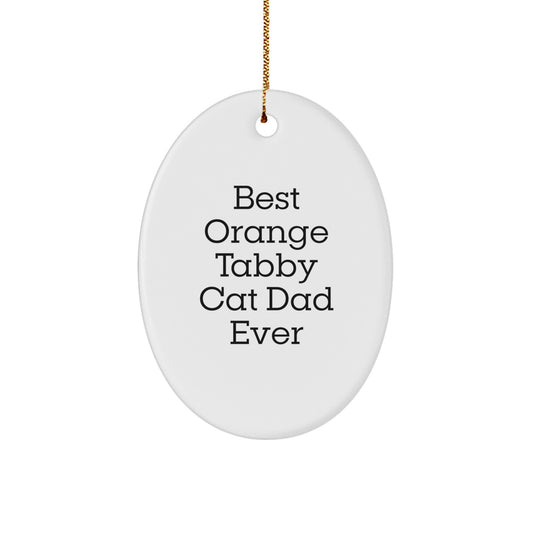 Funny Orange Tabby Cat Dad Gifts for Orange Tabby Cat Lovers - Oval Ornament with Best Orange Tabby Cat Dad Ever Quote, Christmas Unique Gifts from Friends, Family, Coworkers - Image 1