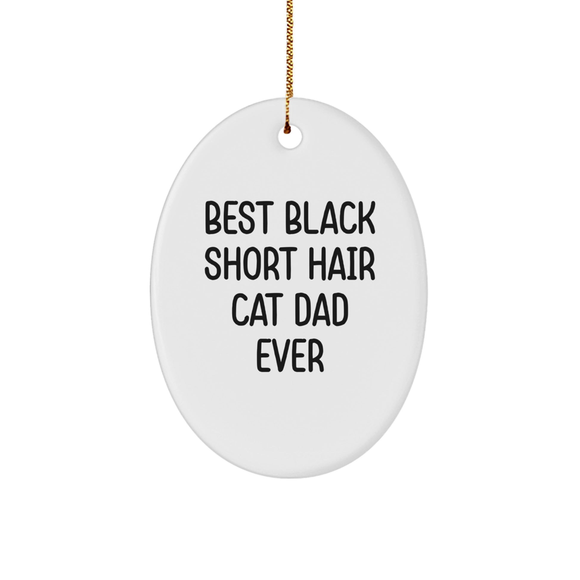 Funny Black Short Hair Cat Dad Ever Oval Ornament Gifts from Family for Christmas Unique - Image 1