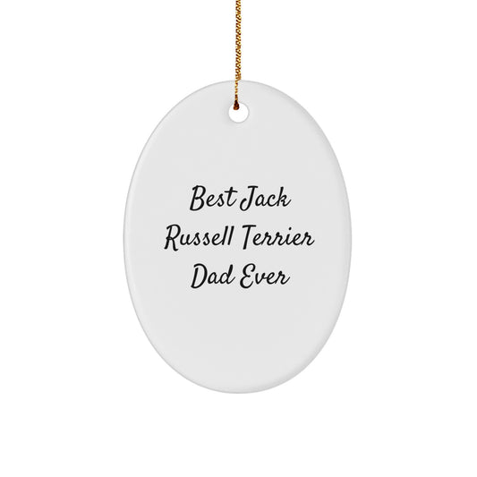 Funny Jack Russell Terrier Dog Oval Ornament - Best Dad Ever Gifts from Family for Christmas - Image 1