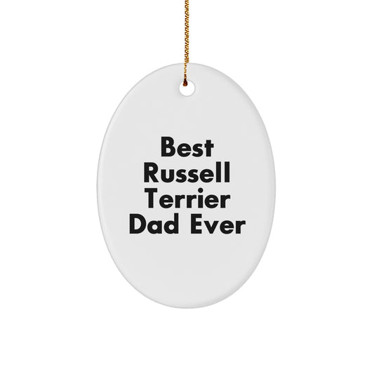 Funny Russell Terrier Dog Gifts for Men from Best Dad Ever, Oval Ornament for Christmas - Image 1