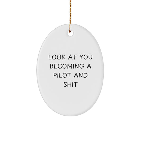 Funny Pilot Oval Ornaments Gifts from Men to Friends Becoming a Pilot - Image 1