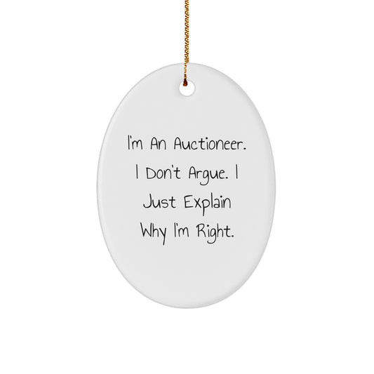 Funny Auctioneer Oval Ornament Gifts from Men Friends for Auctioneer Christmas Unique - Image 1