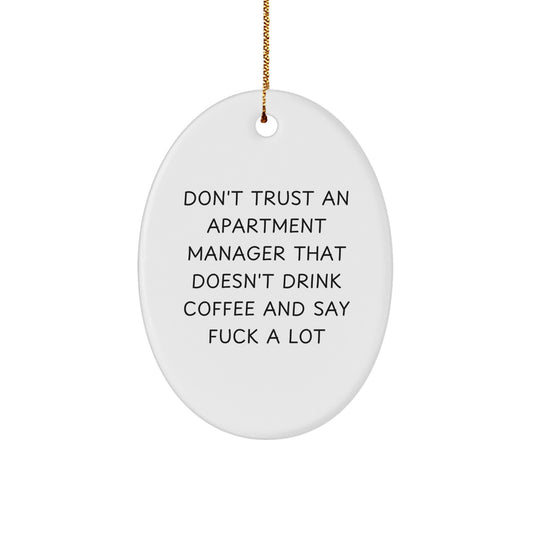 Funny Oval Ornament Gifts from Men to Apartment Manager, Perfect for Apartment Managers Who Say F--k A Lot, Christmas Unique Gifts - Image 1