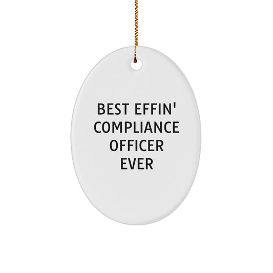 Compliance Officer Gifts, Funny Oval Ornaments - Best Effin' Compliance Officer Ever Gifts from Friends, Coworkers, Family - Image 1