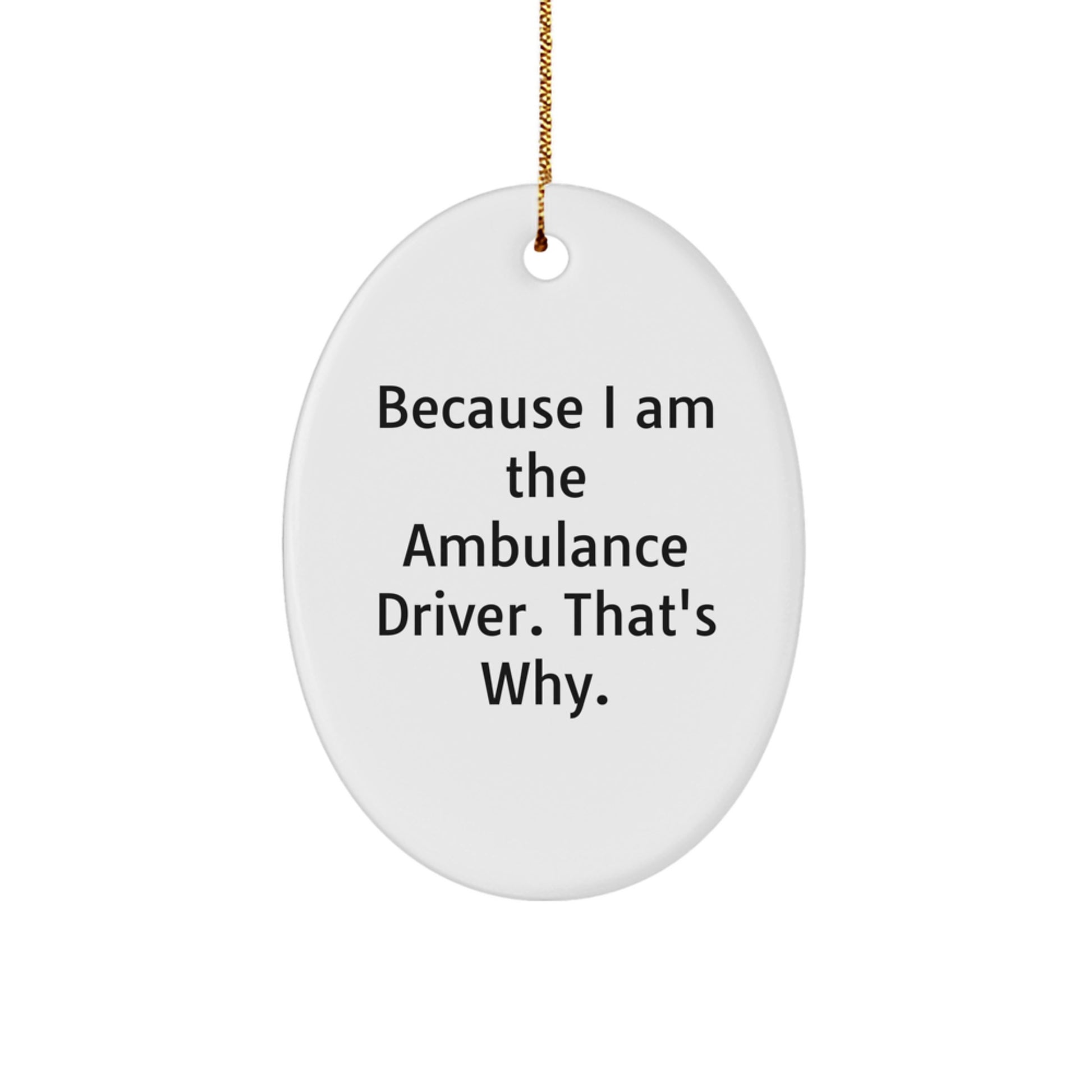 Ambulance Driver Oval Ornament, Funny Quote Gifts from Men Friends for Ambulance Driver Christmas Unique Decorations, Oval Ornament Ambulance Driver Motivational Gift - Image 1