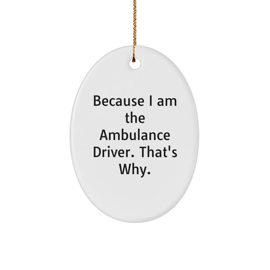Ambulance Driver Oval Ornament, Funny Quote Gifts from Men Friends for Ambulance Driver Christmas Unique Decorations, Oval Ornament Ambulance Driver Motivational Gift - Image 1