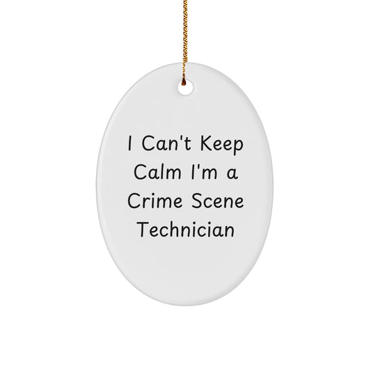 Funny Crime Scene Technician Gifts for Men from Crime Scene Investigator Friends and Family - Oval Ornament with I'm a Crime Scene Technician Humor - Image 1