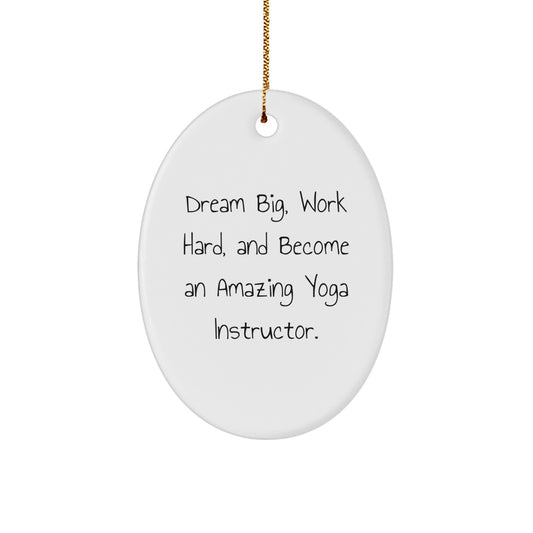 Funny Inspirational Gifts from Men to Yoga Instructor Friends for Christmas Unique Oval Ornament - Image 1