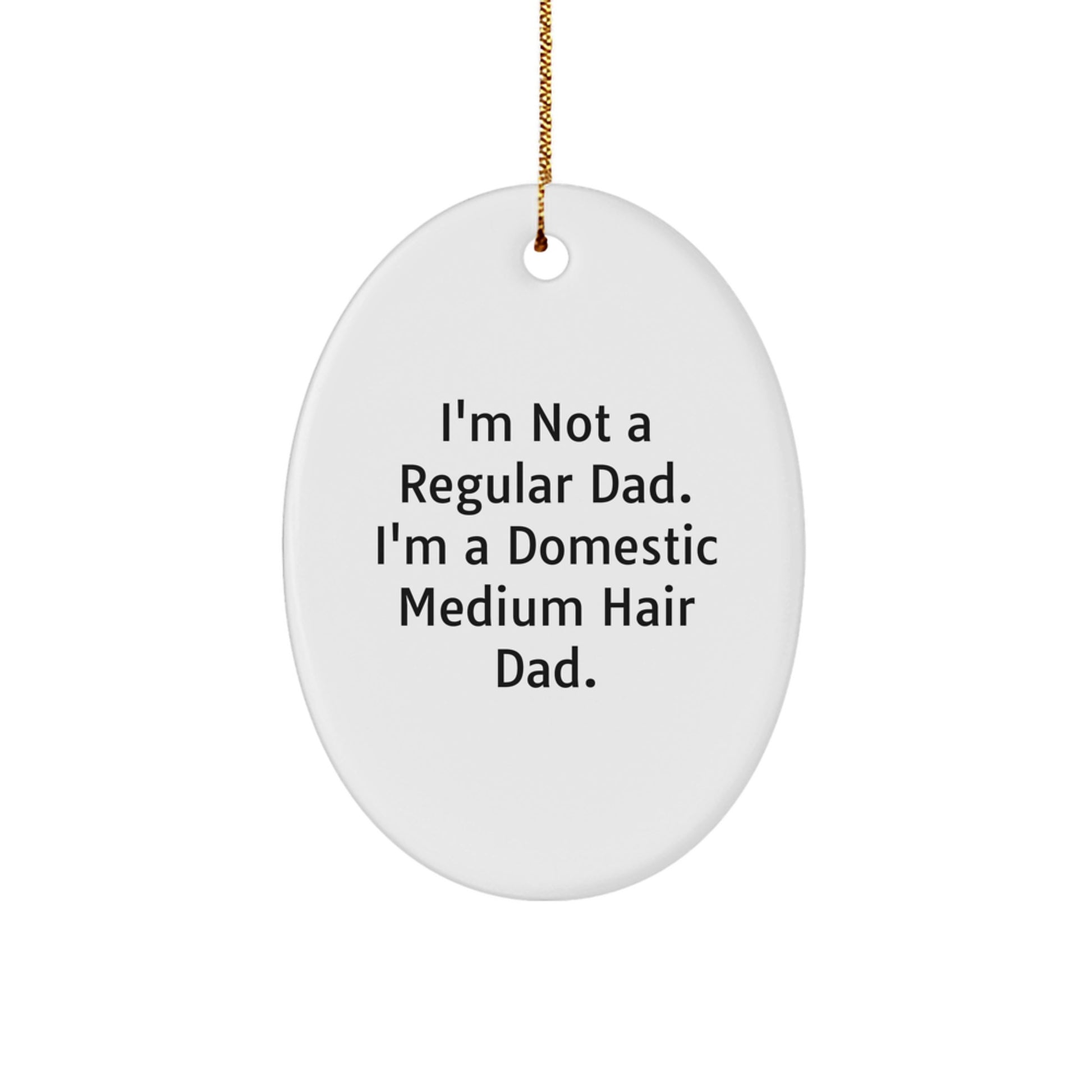 Domestic Medium Hair Dad Oval Ornament, Funny Quote Gifts from Men to Friends for Christmas - Image 1