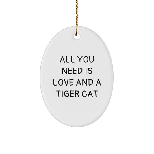Tiger Cat Christmas Oval Ornament Gifts from Friends to Family - Image 1