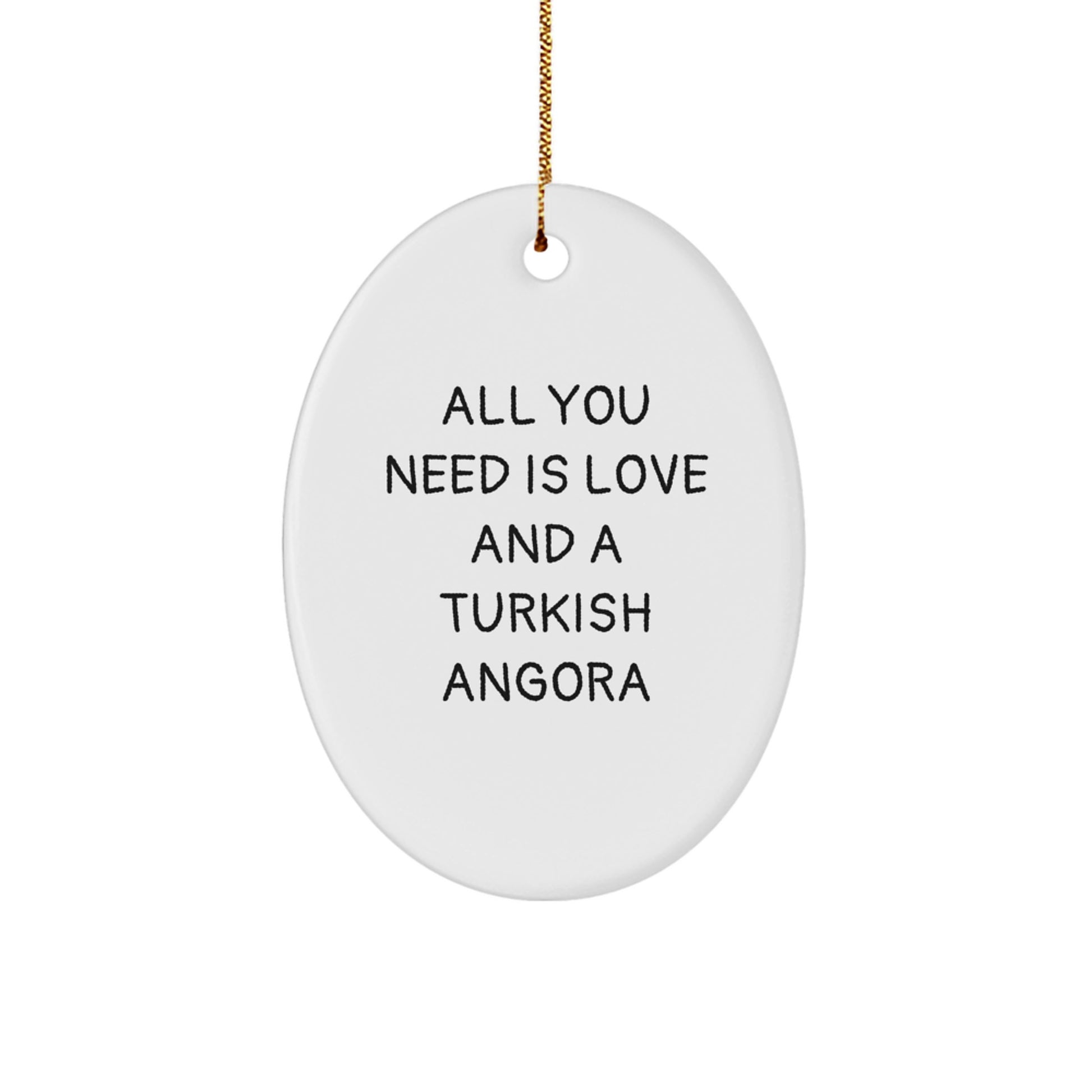 Turkish Angora Cat Oval Ornament, Inspirational Christmas Unique Gifts from Friends to Family - Image 1