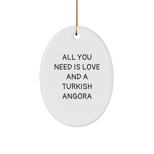 Turkish Angora Cat Oval Ornament, Inspirational Christmas Unique Gifts from Friends to Family - Image 1