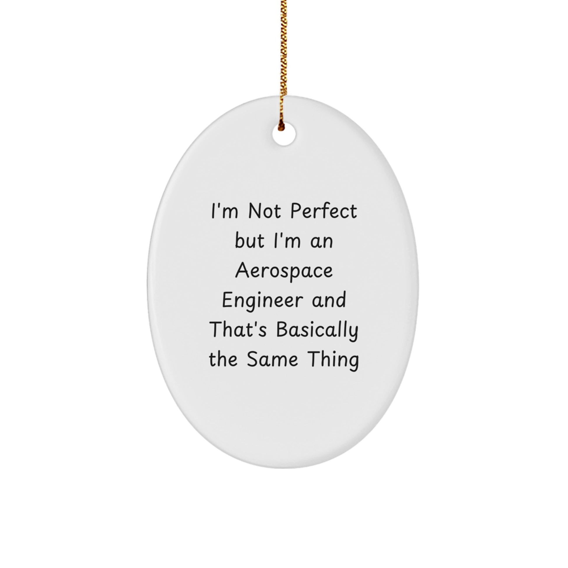 Funny Gift from Family to Aerospace Engineer Friends - 'I'm Not Perfect' Oval Ornament, Christmas Unique Gifts - Image 1