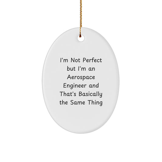 Funny Gift from Family to Aerospace Engineer Friends - 'I'm Not Perfect' Oval Ornament, Christmas Unique Gifts - Image 1