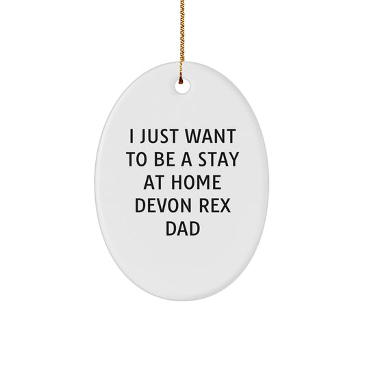 Funny Devon Rex Cat Gifts from Dad to Son - Oval Christmas Ornament - Image 1