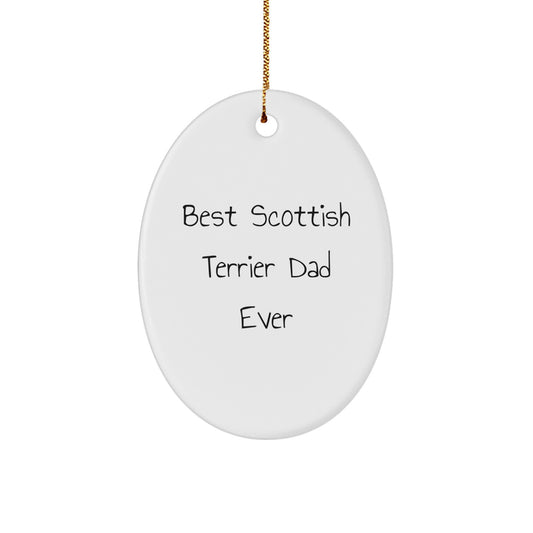 Scottish Terrier Dog Lovers' Funny Christmas Unique Gift for Best Dad Ever, Oval Ornament from Friends and Family - Image 1