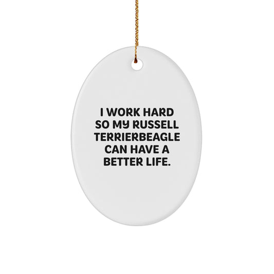 Russell Terrier Dog Lover Gifts from Friends, Family - Inspirational Quote Oval Ornament for Men, Women, Christmas Unique Present - Image 1