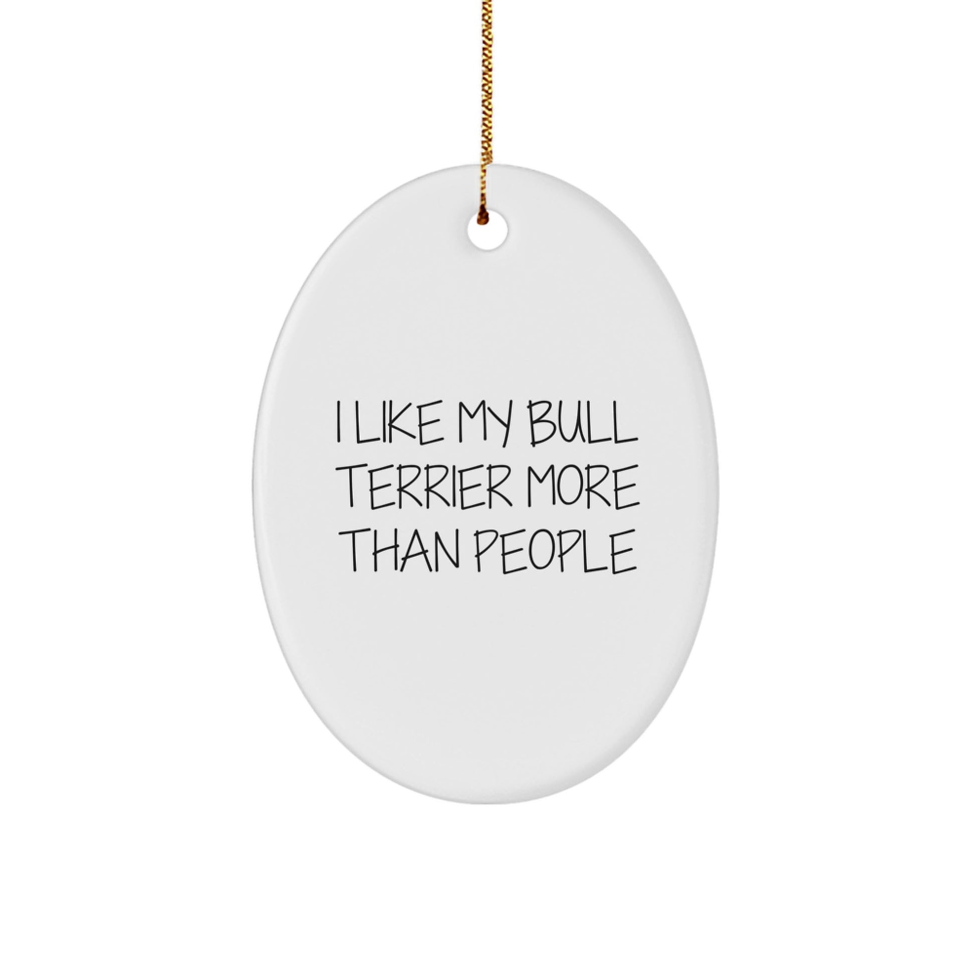 Bull Terrier Dog Lover Gifts from Friends, Family, or Coworkers - I Like My Bull Terrier More Than People Oval Ornament, Fun Christmas Unique Gift for Bull Terrier Dog Enthusiasts - Image 1