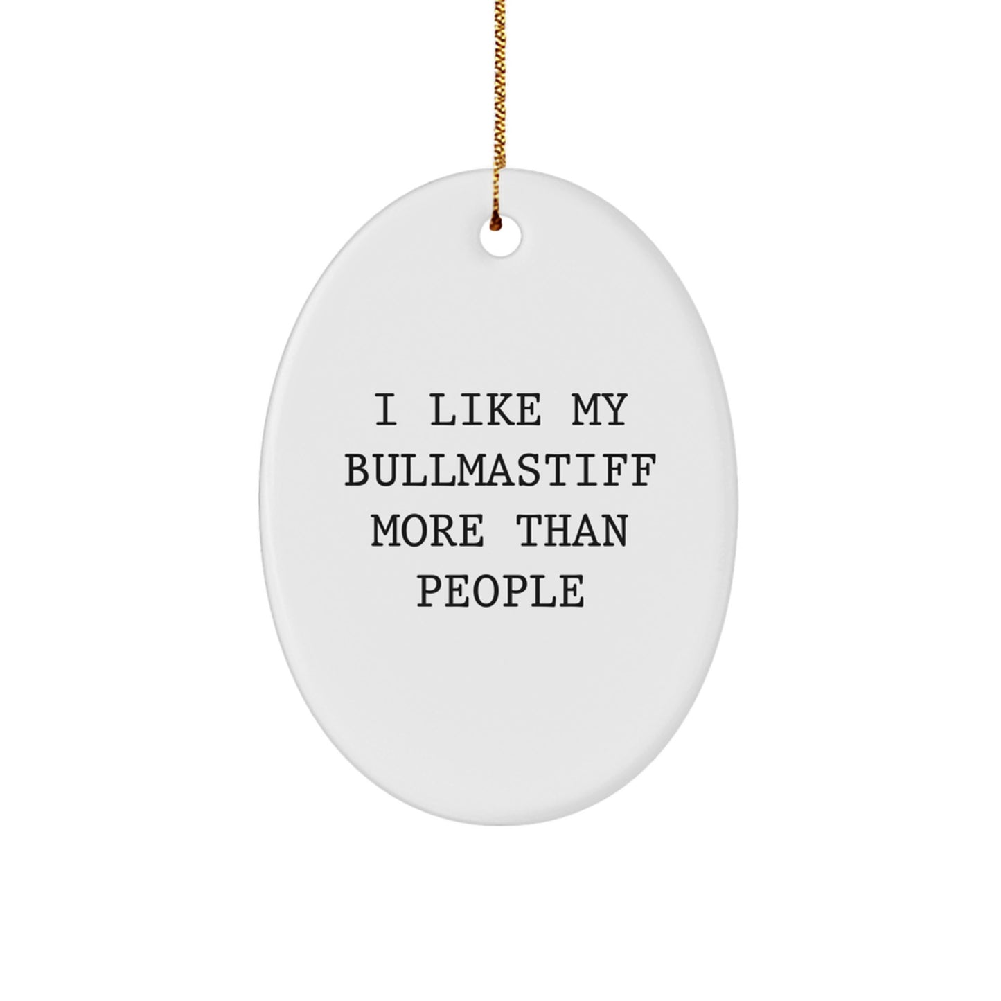 Funny Bullmastiff Dog Lover Gifts from Men Friends to Family Members for Christmas Unique Oval Ornaments - Image 1