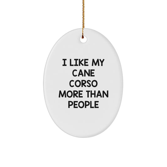 Funny Cane Corso Dog Oval Ornament Gifts for Men from Family - I Like My Cane Corso More Than People - Image 1