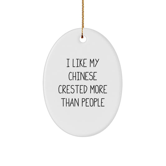 Chinese Crested Dog Oval Ornament Funny Quote Gifts from Friends for the Men Women Family - Image 1