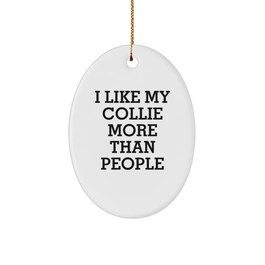 Funny Collie Dog Gifts for Collie Dog Lovers from Friends and Family - Oval Ornament for Christmas Unique Gifts - Image 1