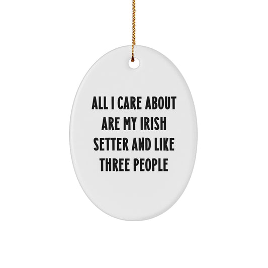 Irish Setter Dog Lover Gifts from Friends - Oval Ornament with Funny Quote All I Care About Are My Irish Setter And Like Three People - Christmas Unique Finds - Image 1