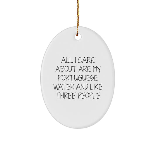 Portuguese Water Dog Lovers Gifts from Family - Funny Oval Ornament for Christmas - Image 1