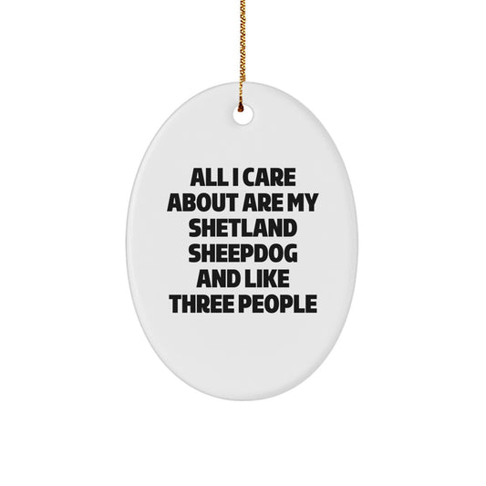 Shetland Sheepdog Lovers' Funny Oval Ornament Gifts from Family, Gifts for Shetland Sheepdog Enthusiasts, White Christmas Unique Shetland Sheepdog Gifts - Image 1