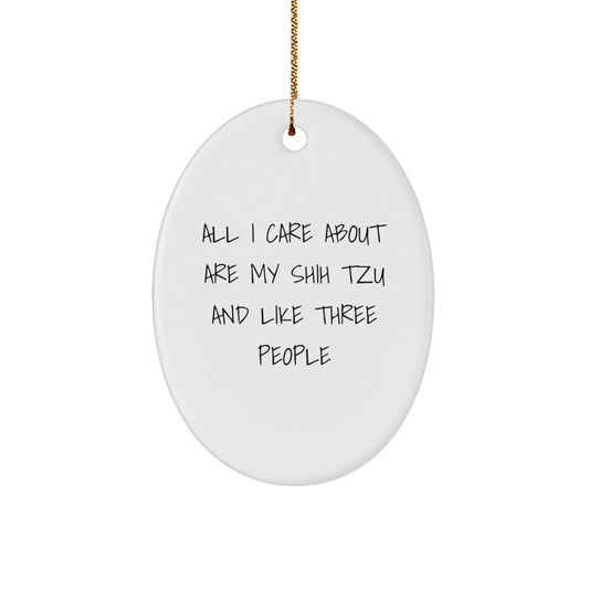 Shih Tzu Dog Lover Gifts from Men for Women - Oval Ornament with Funny Quote - Christmas Unique Gift Ideas - Image 1
