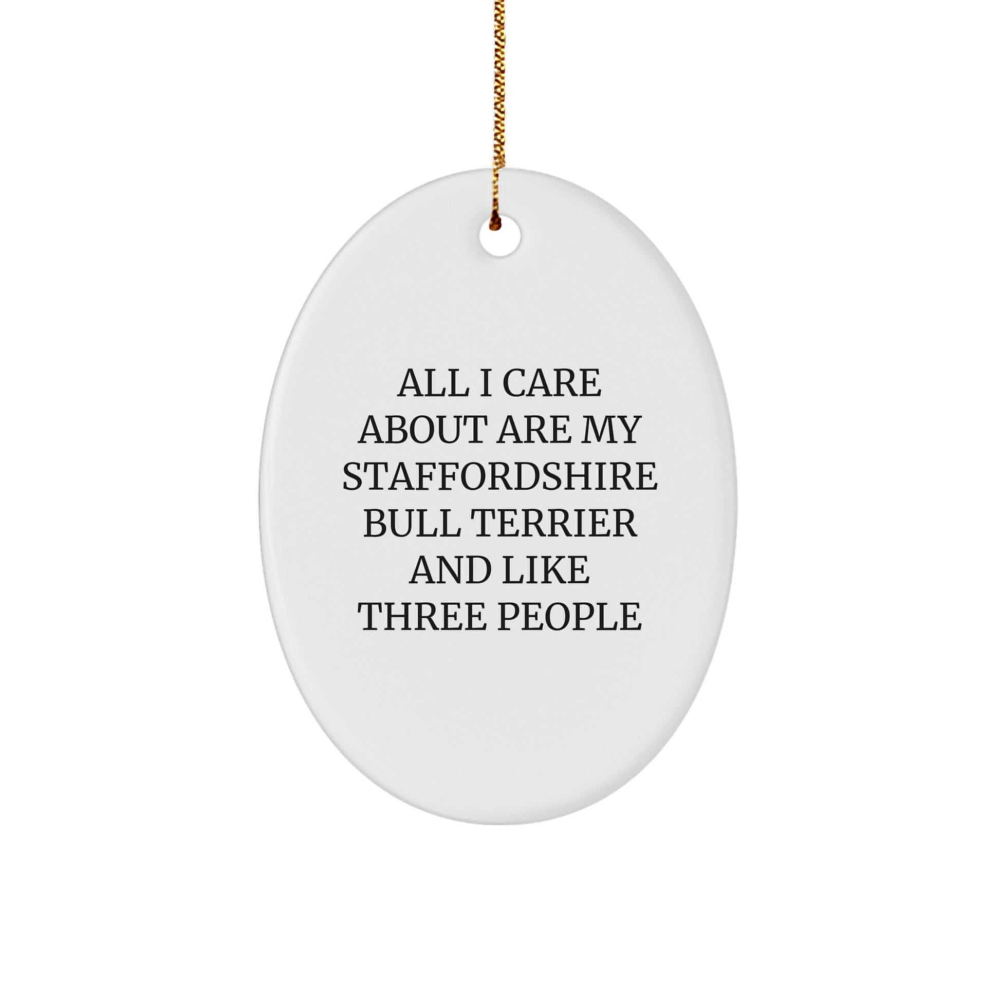 Funny Staffordshire Bull Terrier Dog Lover Gifts for Men - Oval Ornament from Daughter - Image 1
