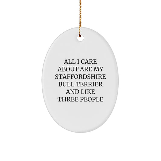 Funny Staffordshire Bull Terrier Dog Lover Gifts for Men - Oval Ornament from Daughter - Image 1