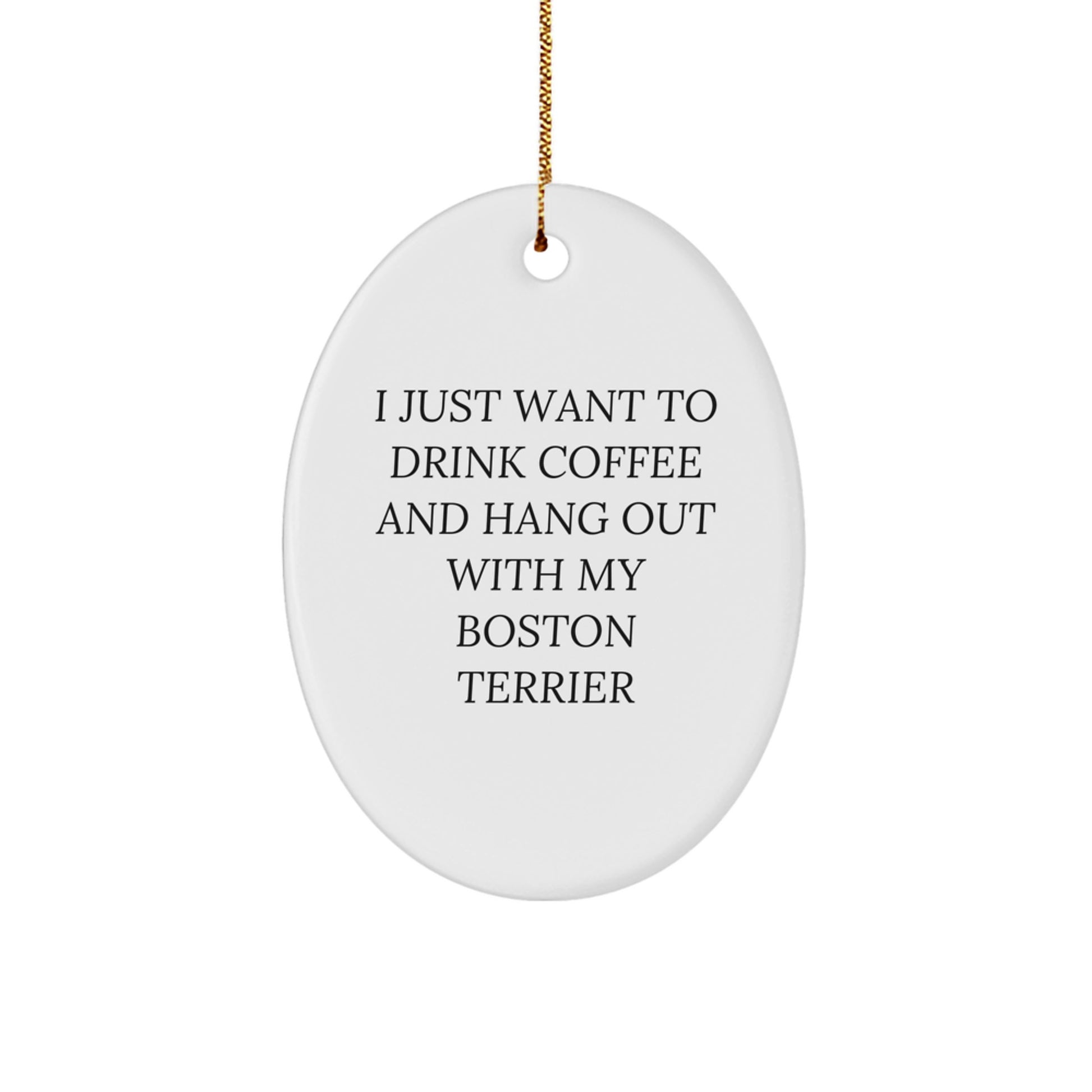 Boston Terrier Dog Oval Ornament Gifts for Friends and Family - Funny Quote - White Oval Shaped Decorative Hanging Christmas Unique Gifts from Men - Image 1