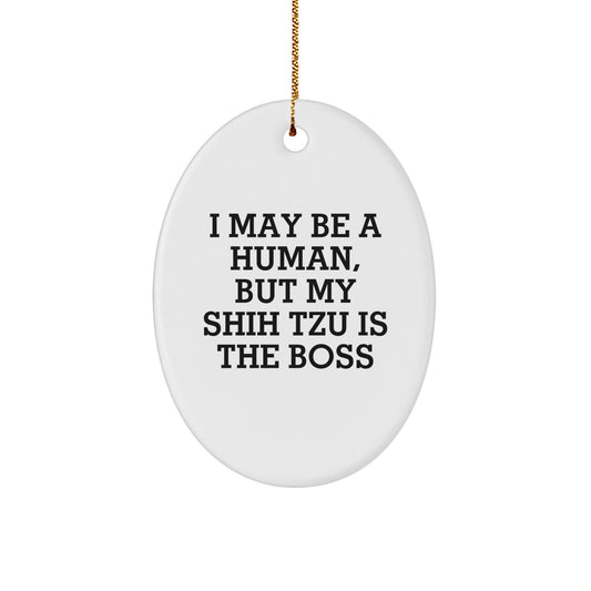 Funny Shih Tzu Dog Oval Ornament Gifts for Shih Tzu Lovers from Friends, Family, or Coworkers this Christmas Season - Image 1