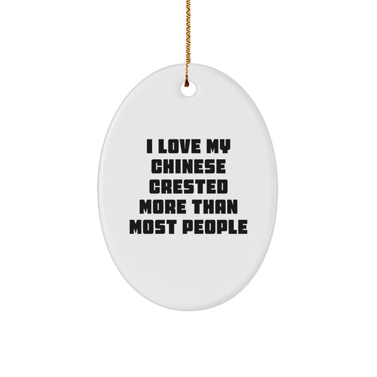 Funny Chinese Crested Dog Lover Gifts from Friends and Family - Chinese Crested Dog Oval Ornament Christmas Unique Gifts for Chinese Crested Dog Owners - Image 1